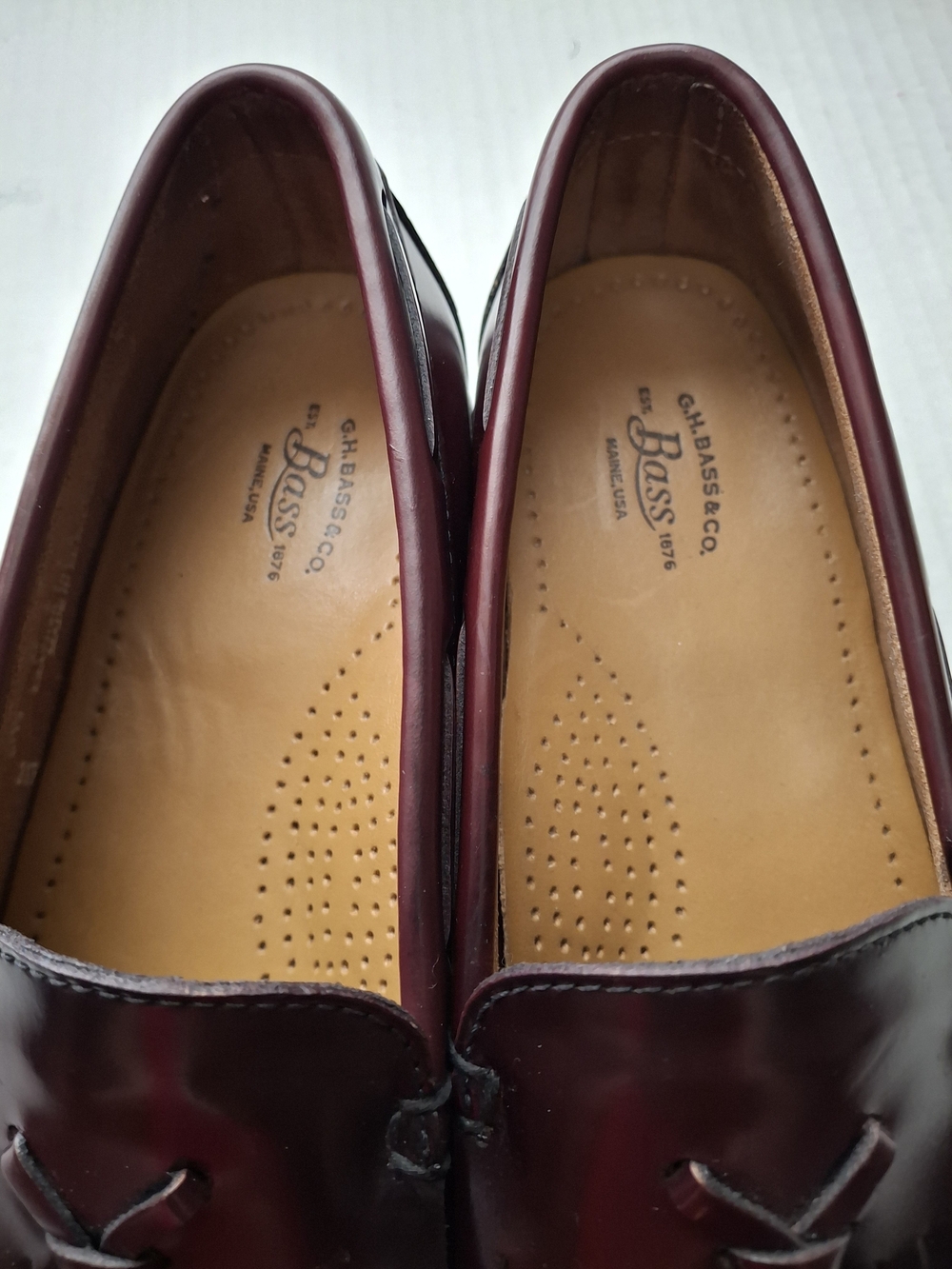 H G Bass Men’s Wine/Burgundy Leather Penny Loafers